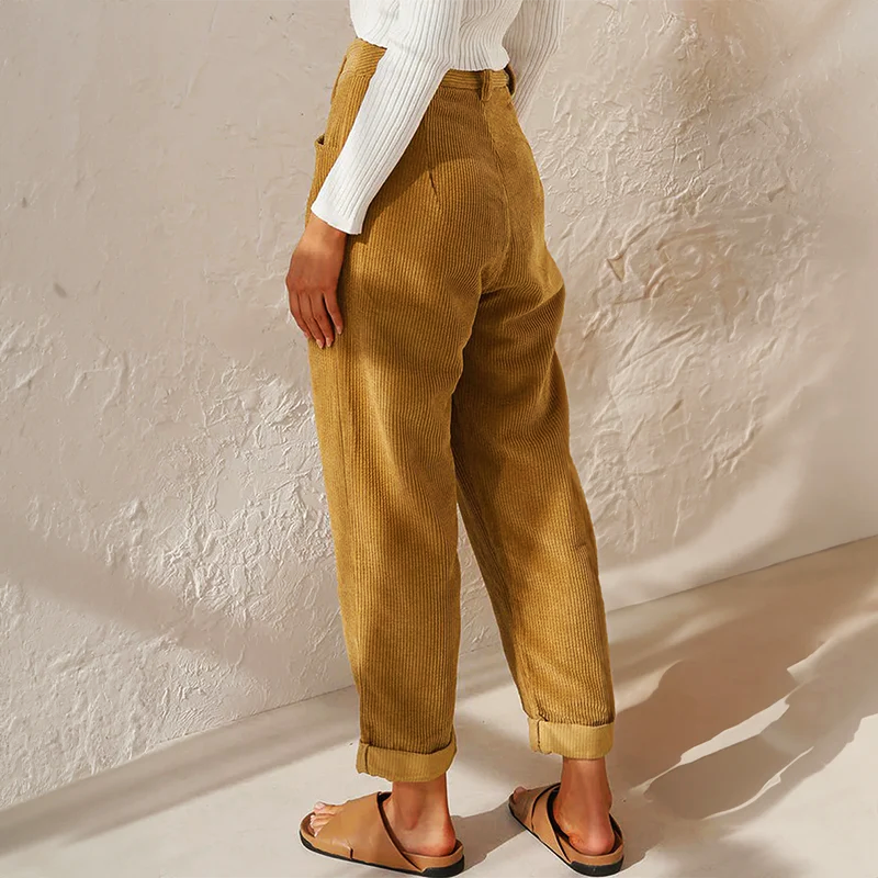 Eileen | High-Waisted Corduroy Pants With Pleats