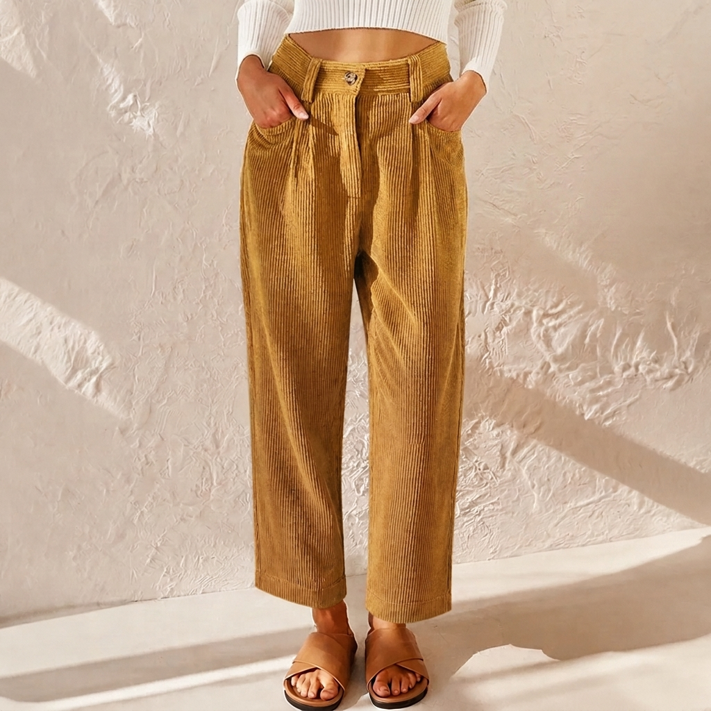 Eileen | High-Waisted Corduroy Pants With Pleats