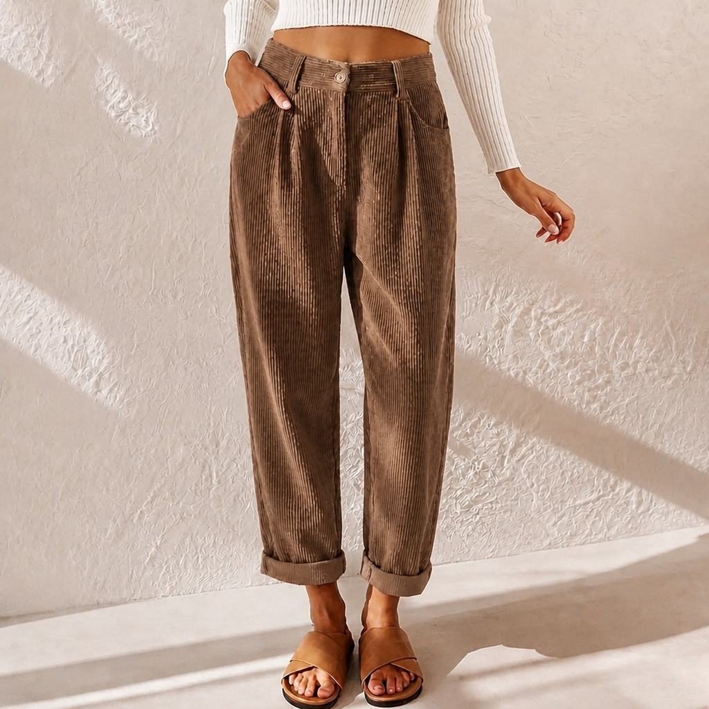 Eileen | High-Waisted Corduroy Pants With Pleats