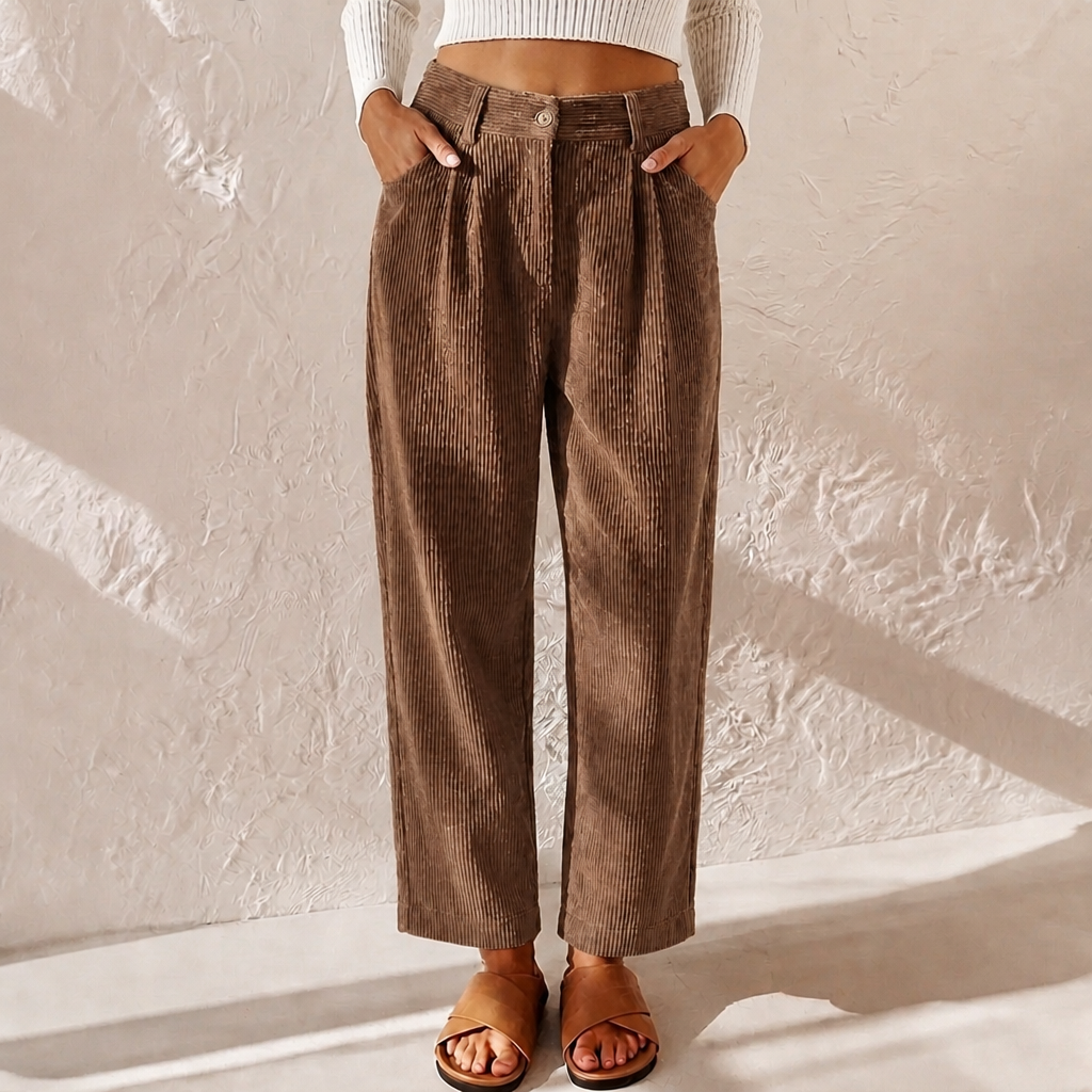 Eileen | High-Waisted Corduroy Pants With Pleats