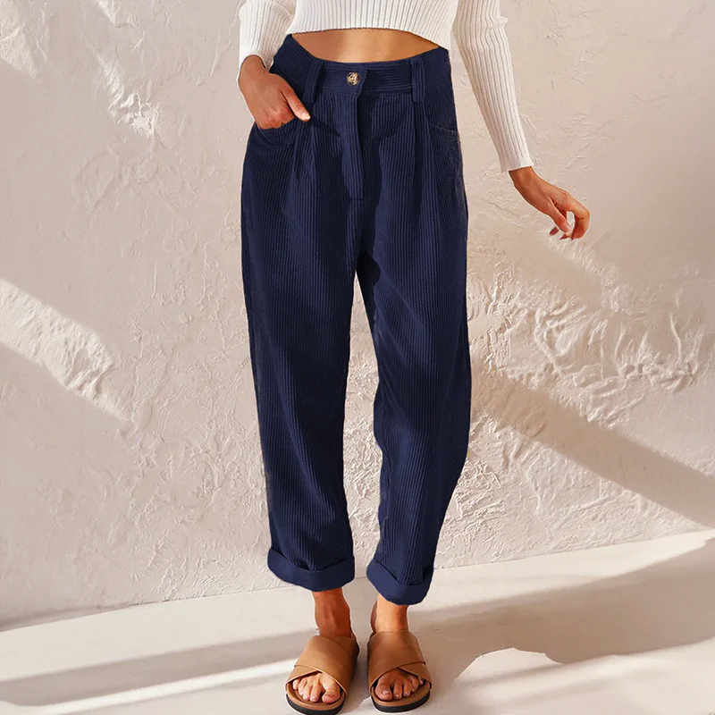 Eileen | High-Waisted Corduroy Pants With Pleats
