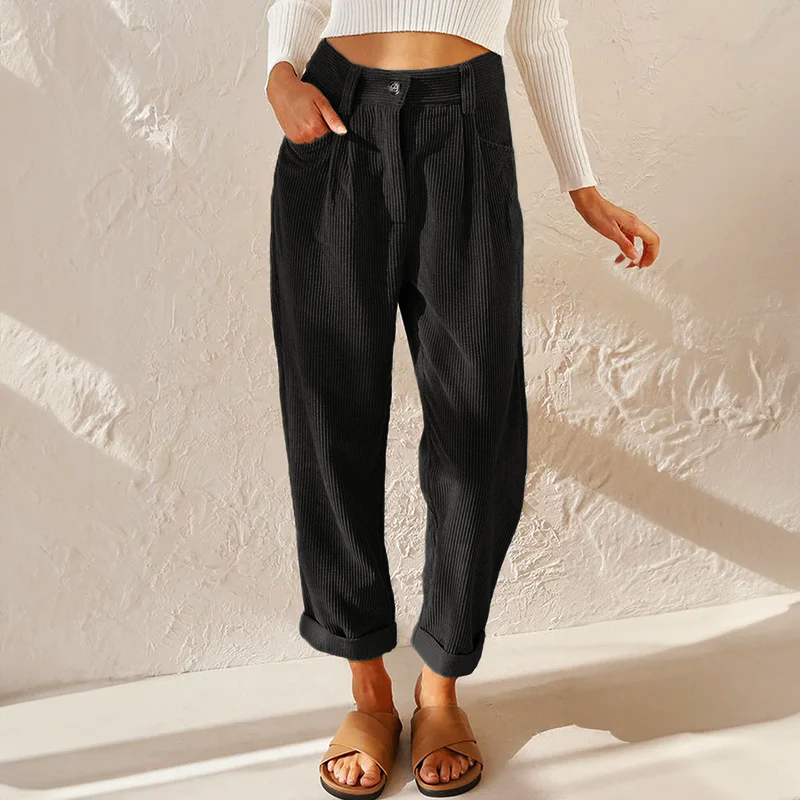 Eileen | High-Waisted Corduroy Pants With Pleats