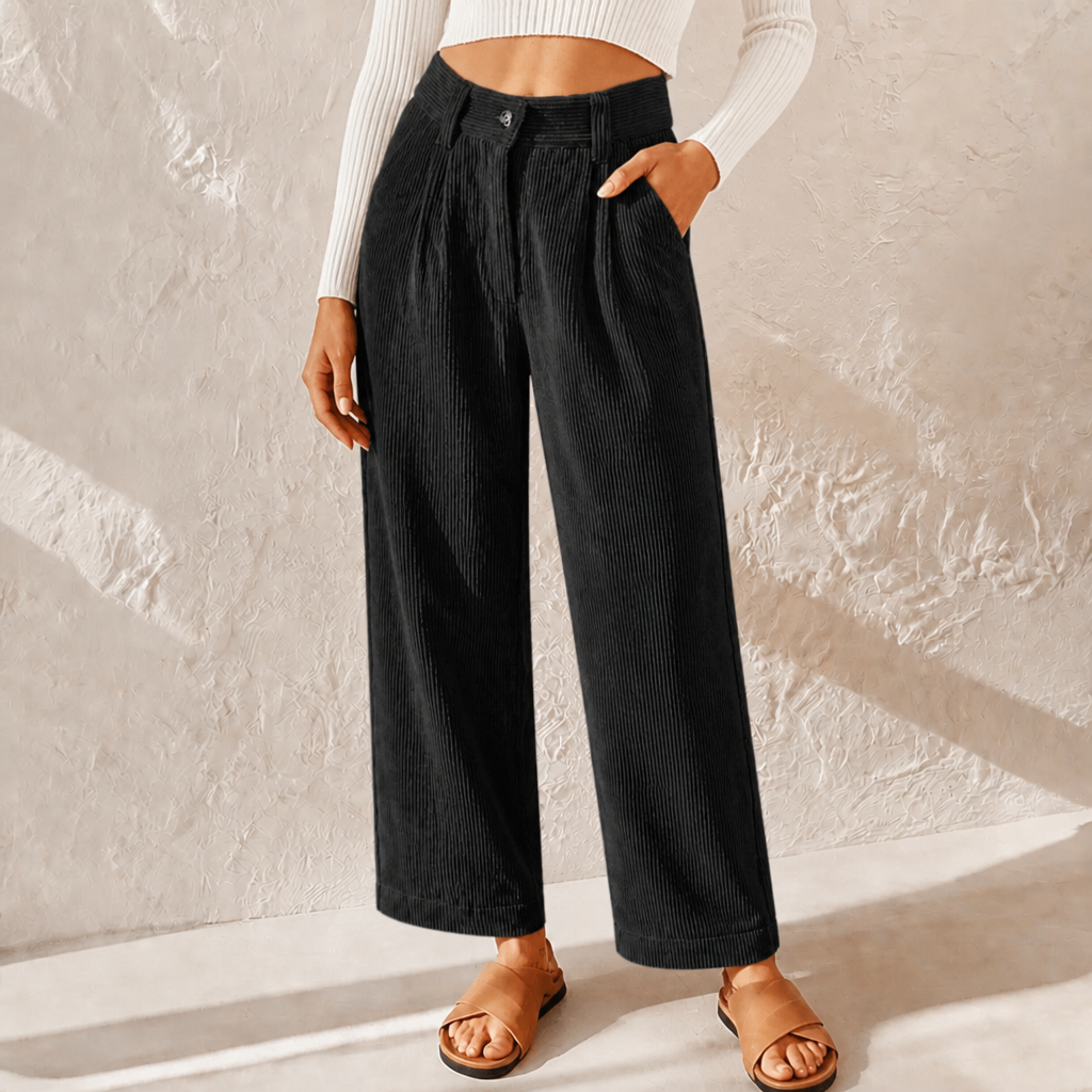 Eileen | High-Waisted Corduroy Pants With Pleats